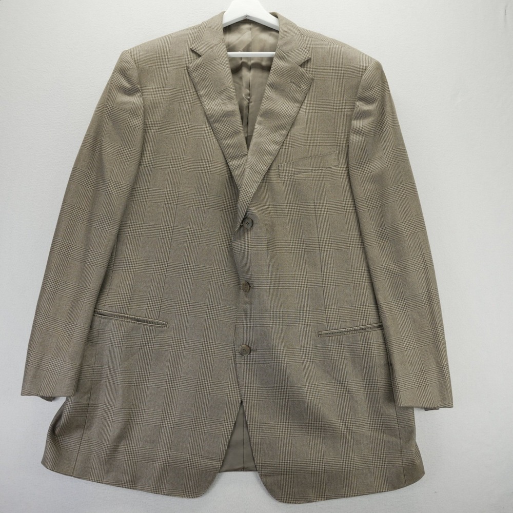 Ermenegildo Zegna Trofeo Silk Sport Coat Tan Glen Plaid Roma Blazer 58L